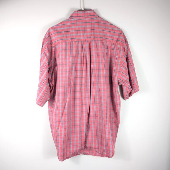 Gitman Bros Large Short Sleeve Button Down Mens Pink Plaid Cotton Shirt USA - Picture 4 of 4